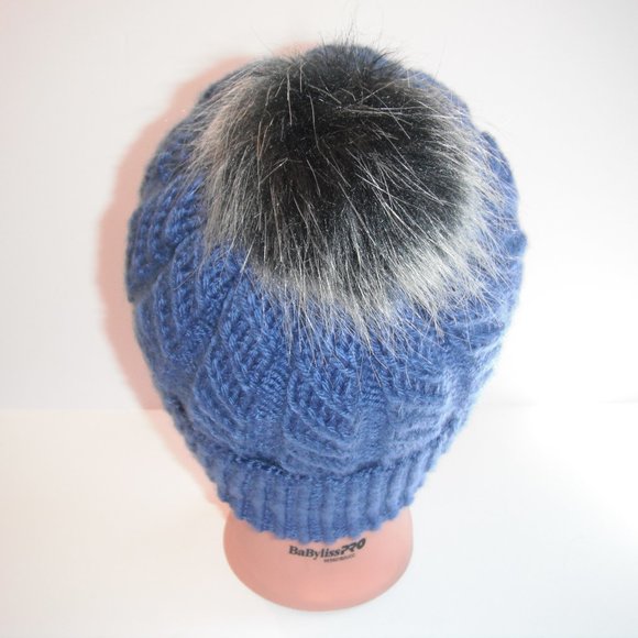 Hand Knitted Hat Toque One Size Acrylic Color Shadow Blue - 003 Hand knit by me - Picture 7 of 11